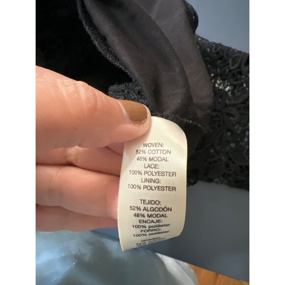 Whimsigoth Off-Shoulder Black Top Lace Trim Small Fairy Grunge Witchy - Picture 7 of 11